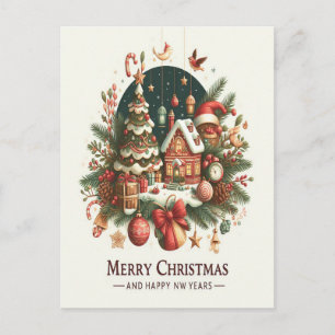 Weihnachten und Neujahr. Postkarte