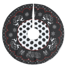 Weihnachten und Polka Dots Tree Rock Polyester Weihnachtsbaumdecke