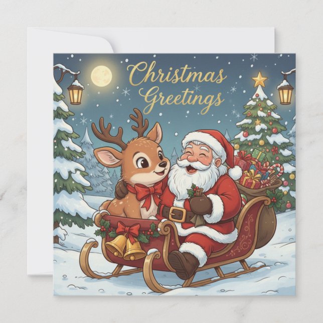 Weihnachten und Reindeer Sleigh (Vorderseite)