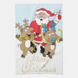 Weihnachten und Rentiere frohe Weihnachten Geschirrtuch