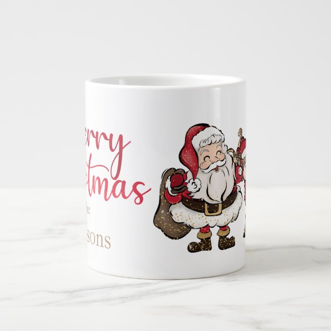 Weihnachten und Rudolph Individuelle Name Weihnach Jumbo-Tasse (Vorderseite)