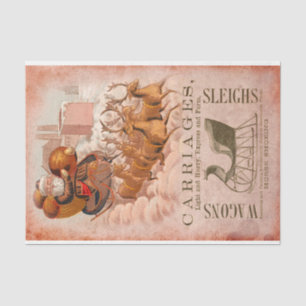 Weihnachten und Schlitten mit Rentier Decoupage Seidenpapier