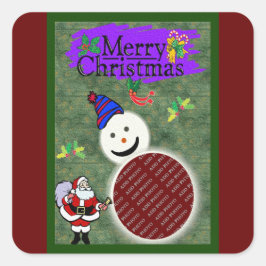 Weihnachten und Schneemann Foto Weihnachten hinzuf Quadratischer Aufkleber