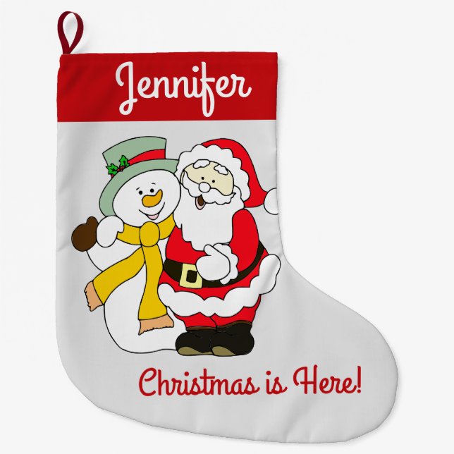 Weihnachten und Schneemann - Weihnachten ist hier! Großer Weihnachtsstrumpf (Vorderseite)