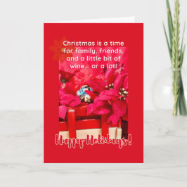 Weihnachten und viel Wein Turtle und Poinsettias Karte
