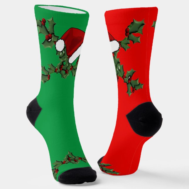 Weihnachten und Weihnachtsmannmütze Mismatch Socken (Gewinkelt)