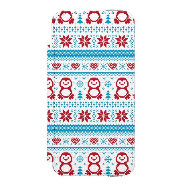 Weihnachten und Winter gestricktes Muster Incipio iPhone Geldbeutel-Hülle (Folio Vorderseite)
