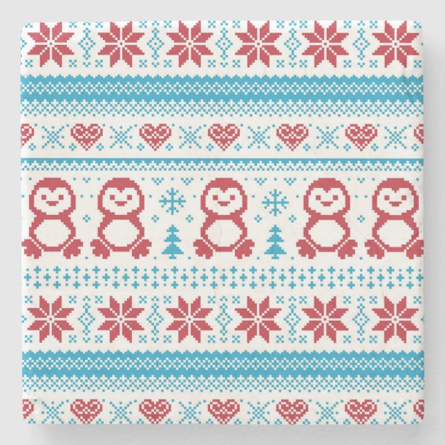 Weihnachten und Winter gestricktes Muster Steinuntersetzer (Vorderseite)