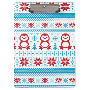 Weihnachten und Winter-Strickmuster Klemmbrett