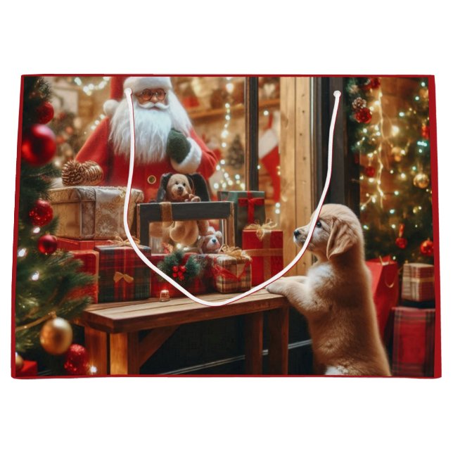 Weihnachten und Wünsche Große Geschenktüte (Vorderseite)