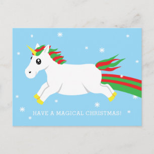 Weihnachten Unicorn Magischer Feiertag Postkarte