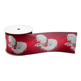 Weihnachten Unicorn Red Ombre Satinband
