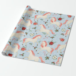Weihnachten Unicorns Niedlich Moderne Girly Floral Geschenkpapier
