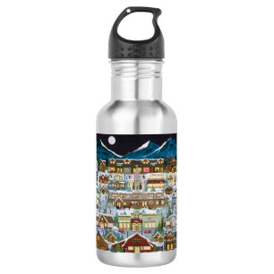 Weihnachten unter dem Kaskadengebirge Edelstahlflasche