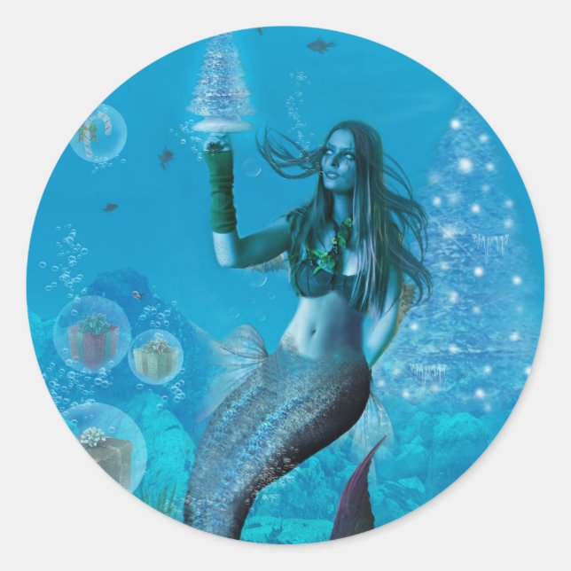 Weihnachten unter dem Meer (Aufkleber) Runder Aufkleber (Vorderseite)