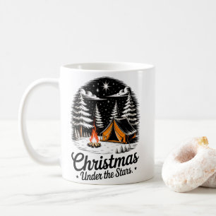Weihnachten unter dem Sternen Camping Szene Kaffeetasse