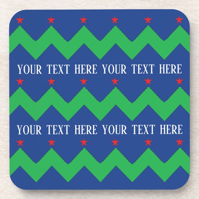 Weihnachten Untersetzer Grüne Bäume und Rote Stern (Vorderseite)