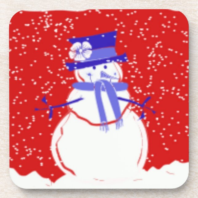 Weihnachten Untersetzer Set - Niedlicher Schneeman (Vorderseite)