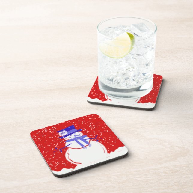 Weihnachten Untersetzer Set - Niedlicher Schneeman (Rechte Seite)