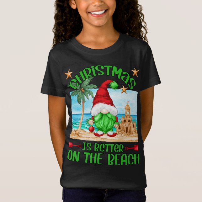 Weihnachten Urlaub am Strand Funny Gnome T-Shirt (Vorderseite)