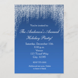 Weihnachten Urlaub Blue Glitzer Elegante Einladung