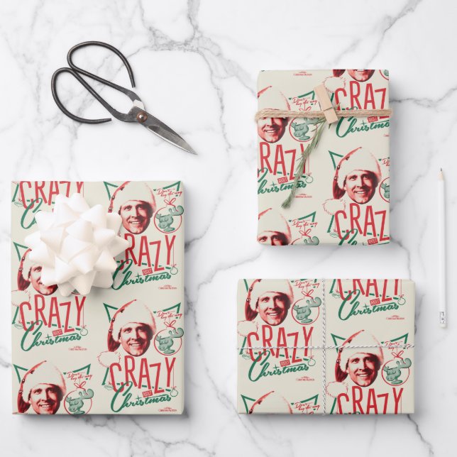 Weihnachten Urlaub Crazy Über Weihnachten Geschenkpapier Set (Vorderseite)