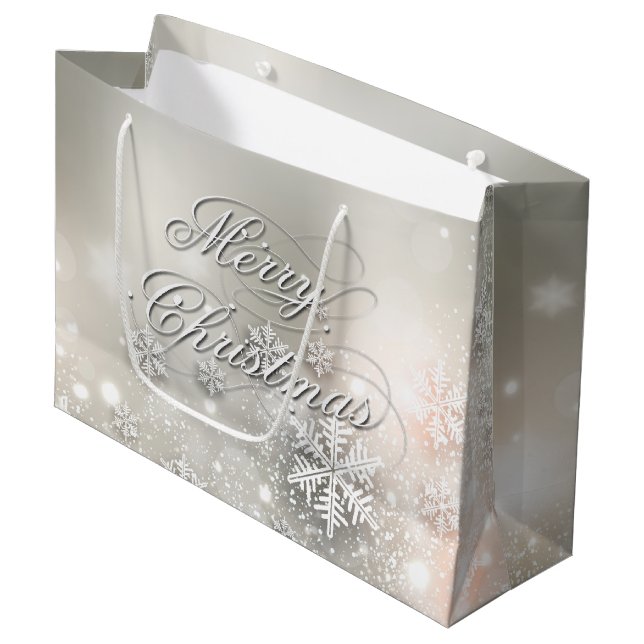 Weihnachten - Urlaub Elegante Große Geschenktüte (Vorderseite Schrägansicht)