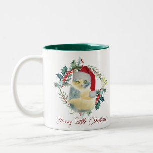 Weihnachten Urlaub Katze Weihnachtsmannmütze Tasse