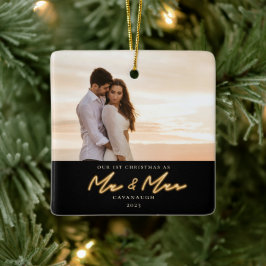 Weihnachten Verheiratet Neon Lettering Foto Keramikornament