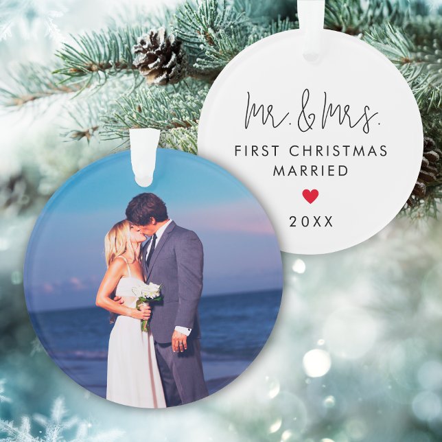 Weihnachten Verheiratetes Foto Weihnachten Ornament (First Christmas Married Custom Photo Christmas Ornament
)