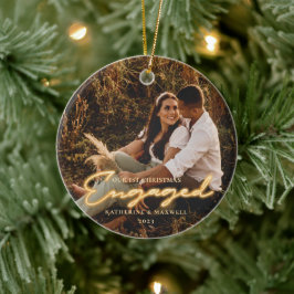 Weihnachten Verlobt Neon Lettering Foto Keramik Ornament