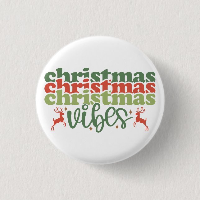 Weihnachten Vibes Retro Groovy Weihnachtsfeiertage Button (Vorderseite)