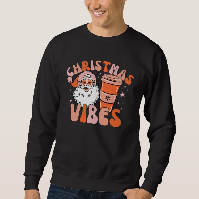 Weihnachten Vibes Retro Kawaii farbenfrohe Kaffeeg Sweatshirt (Vorderseite)