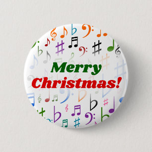 Weihnachten; Viel bunter Musiknoten und Symbole Button
