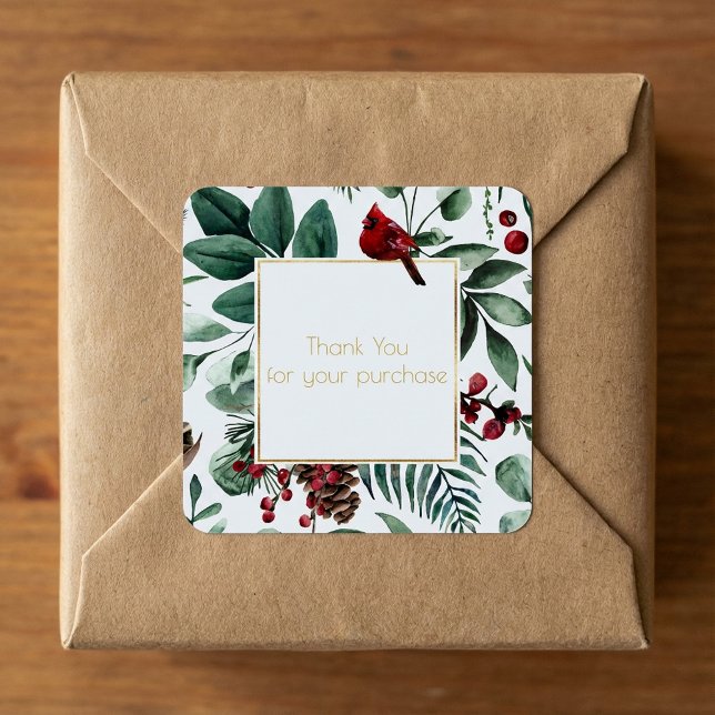 Weihnachten Vielen Dank für Ihren Kauf Quadratischer Aufkleber (Christmas Thank you for your purchase Square Sticker.)