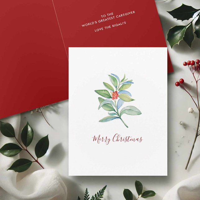Weihnachten Vielen Dank Karten Wasserfarben Botani (Watercolor Christmas cards botanical leaves and berries art by Victoria Grigaliunas DoTellABelle)