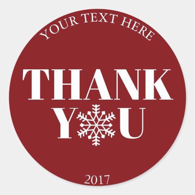 Weihnachten Vielen Dank, Snowflake Red White Runder Aufkleber (Vorderseite)