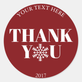 Weihnachten Vielen Dank, Snowflake Red White Runder Aufkleber