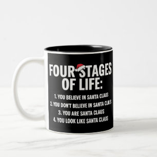 Weihnachten Vier Lebensphasen Santa Humor Meme  Zweifarbige Tasse