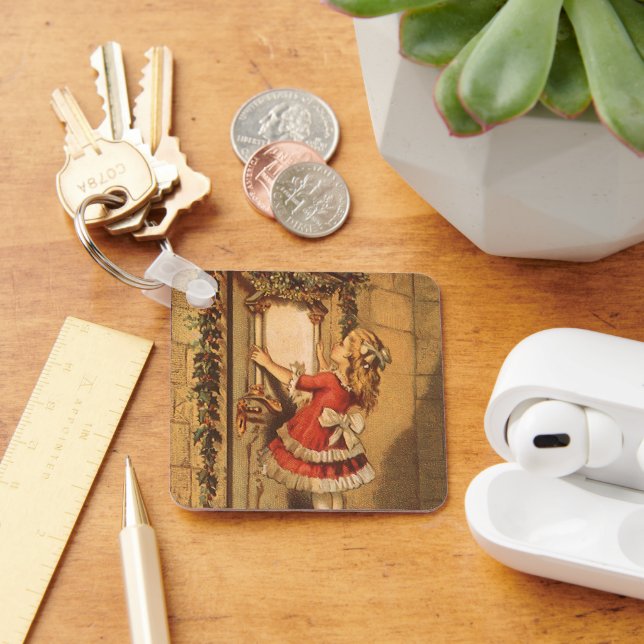 Weihnachten Viktorianisch Girl Hängend eine Garage Schlüsselanhänger (Schreibtisch)