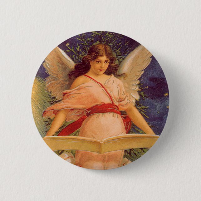 Weihnachten, Viktorianische Angel-LesebBibel Button (Vorderseite)