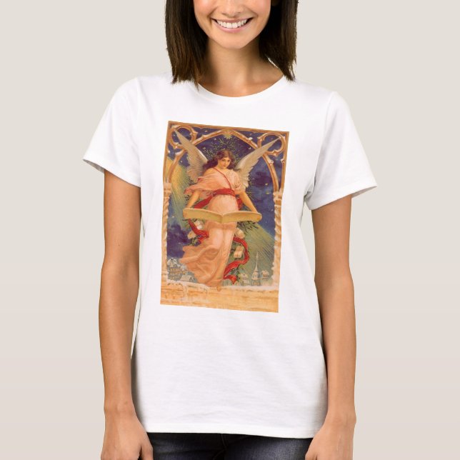 Weihnachten, Viktorianische Angel-LesebBibel T-Shirt (Vorderseite)