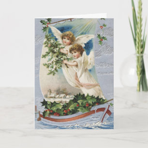 Weihnachten, Viktorianische Engel im Segelboot Feiertagskarte
