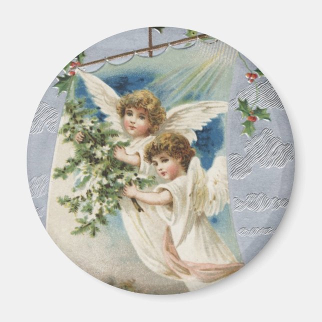 Weihnachten, Viktorianische Engel im Segelboot Magnet (Vorne)