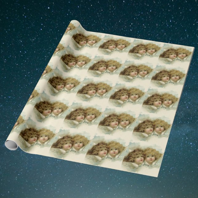 Weihnachten, Viktorianische Engel in den Wolken Geschenkpapier (Von Creator hochgeladen)