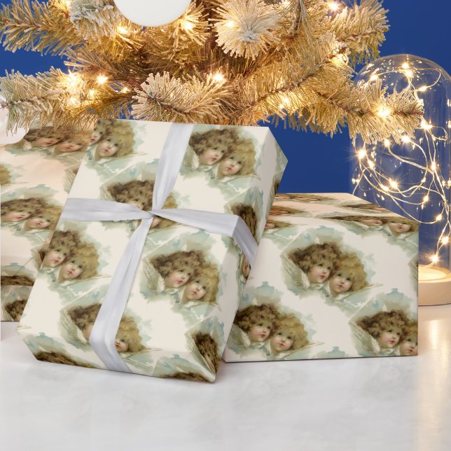 Weihnachten, Viktorianische Engel in den Wolken Geschenkpapier (Feiertage)
