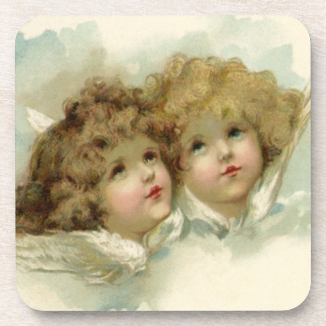 Weihnachten, Viktorianische Engel in den Wolken Getränkeuntersetzer (Vorderseite)