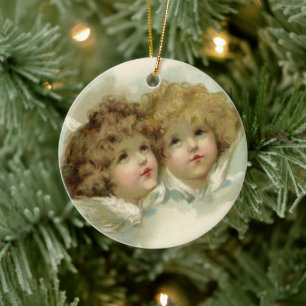 Weihnachten, Viktorianische Engel in den Wolken Keramik Ornament