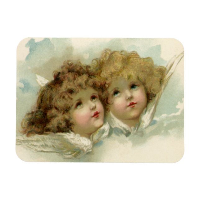 Weihnachten, Viktorianische Engel in den Wolken Magnet (Horizontal)