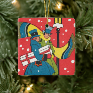 Weihnachten, Viktorianische Familie Keramikornament